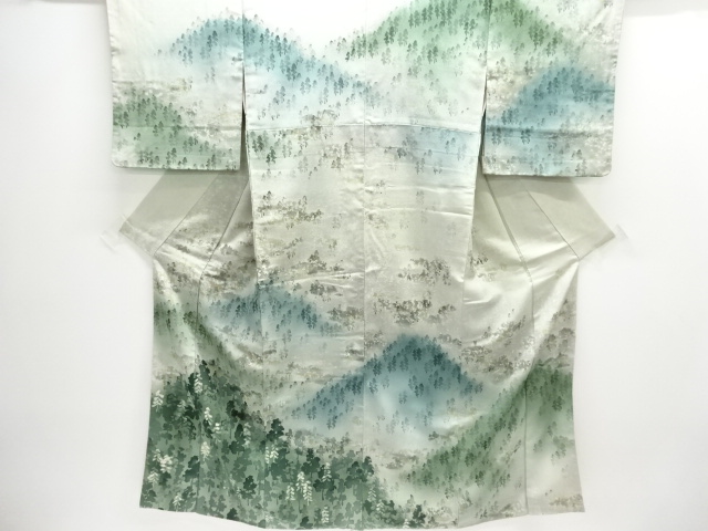 JAPANESE KIMONO / ANTIQUE KIMONO / TAISHO ROMAN STYLE / SILK / SCENERY OF TREES